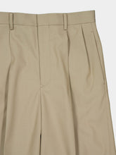 Auralee Khaki Beige Wool Gabardine Pleated Trousers