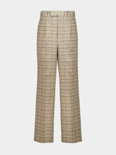 Auralee Ivory Beige Check Silk Linen Trousers