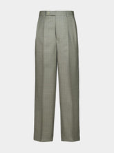 Auralee Khaki Gray Stripe Bluefaced Wool Two-Tuck Slacks