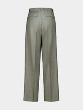 Auralee Khaki Gray Stripe Bluefaced Wool Two-Tuck Slacks
