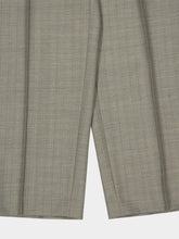 Auralee Khaki Gray Stripe Bluefaced Wool Two-Tuck Slacks