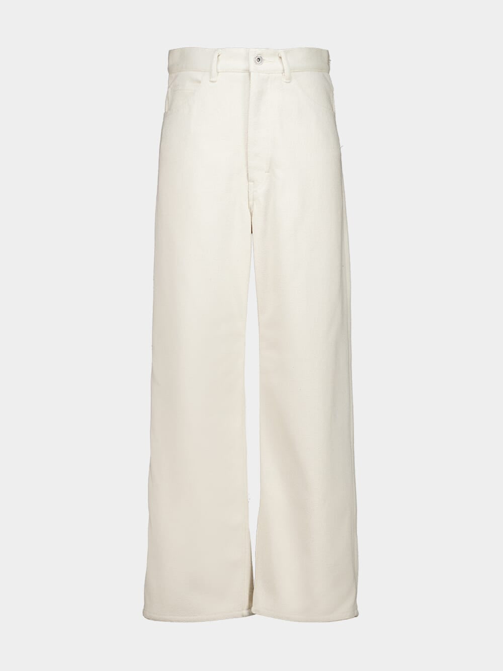 Auralee Ivory White Silk Nep Denim 5P Wide Pants | Fashion Clinic