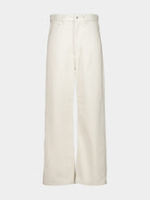 Auralee Ivory White Silk Nep Denim 5P Wide Pants