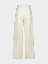 Auralee Ivory White Silk Nep Denim 5P Wide Pants