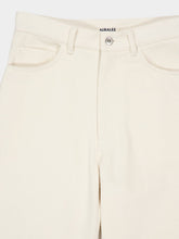 Auralee Ivory White Silk Nep Denim 5P Wide Pants
