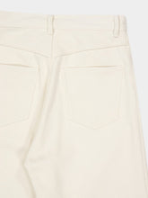 Auralee Ivory White Silk Nep Denim 5P Wide Pants