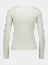 Auralee Ivory White Sheer Cashmere Boat Neck Knit