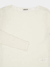 Auralee Ivory White Sheer Cashmere Boat Neck Knit