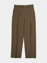 Auralee Dark Olive Green Light Wool Max Gabardine Slacks