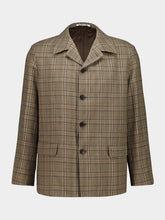 Auralee Dark Brown Silk Linen Check Jacket