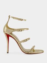 Christian Louboutin Antique Gold Millenium 100 Python Leather Sandals
