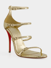 Christian Louboutin Antique Gold Millenium 100 Python Leather Sandals