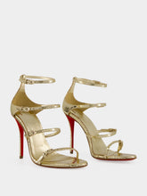 Christian Louboutin Antique Gold Millenium 100 Python Leather Sandals
