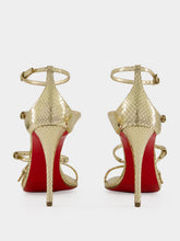 Christian Louboutin Antique Gold Millenium 100 Python Leather Sandals