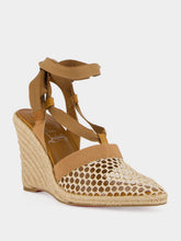 Christian Louboutin Ginger Toleda Mesh Leather 85 Wedge Espadrilles
