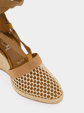 Christian Louboutin Ginger Toleda Mesh Leather 85 Wedge Espadrilles
