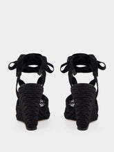 Christian Louboutin Black Toleda Mesh Leather 85 Wedge Espadrilles