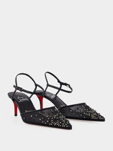 Christian Louboutin Black Miss Z 60 Riviera Strass Strappy Pumps