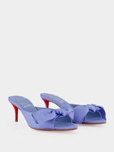 Christian Louboutin Ceruleo Silk Bow Kitten Heel Mules