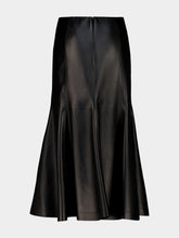 Gabriela Hearst Amy Black Nappa Leather Midi Skirt