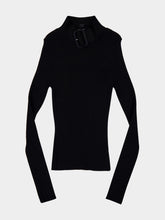 Courrèges Black Buckle Rib-Knit Sweater