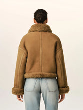 Ami Paris Mastic Beige Shearling Aviator Jacket