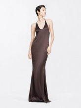 Tom Ford Espresso Silk Satin Halterneck Maxi Dress