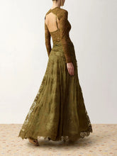 Zimmermann Olive Clash Floral Lace Draped Maxi Skirt