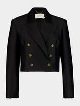 Zimmermann Black Clash Cropped Wool-Silk Blazer