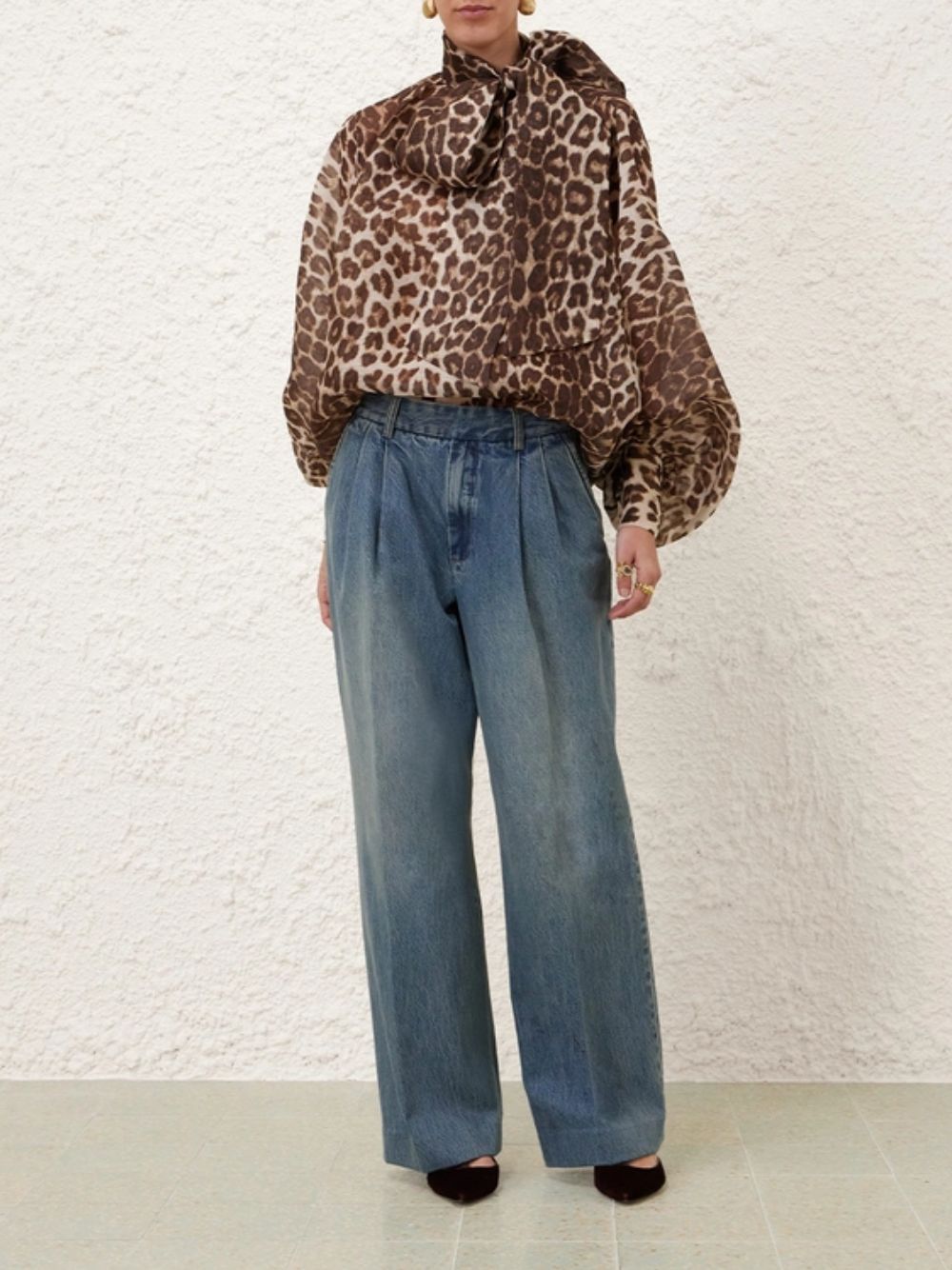 Illustration Leopard Print Billow Blouse