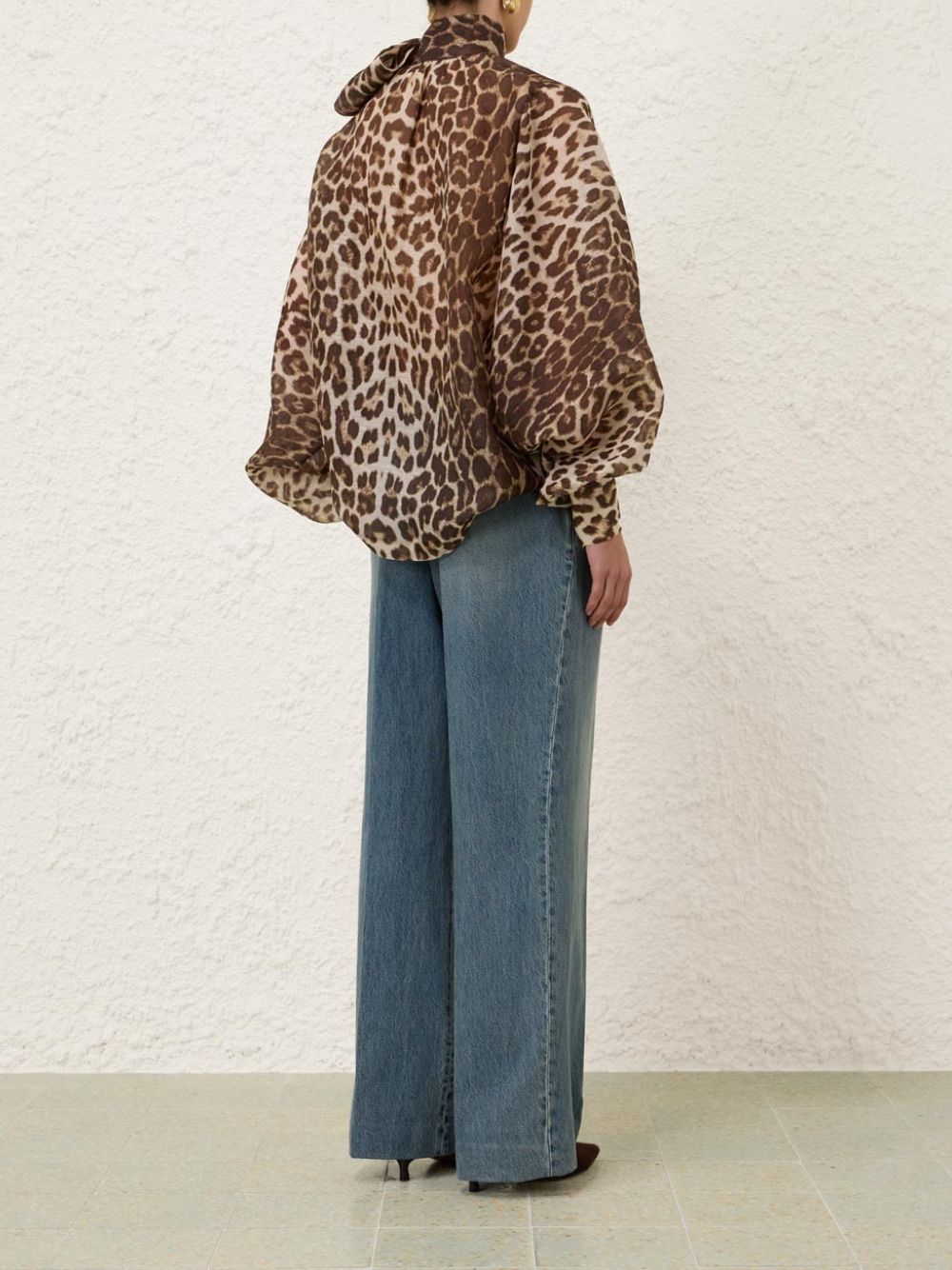 Illustration Leopard Print Billow Blouse