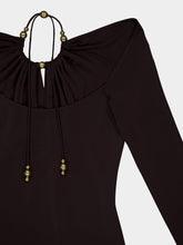 Ferragamo Espresso Long Crepe Dress