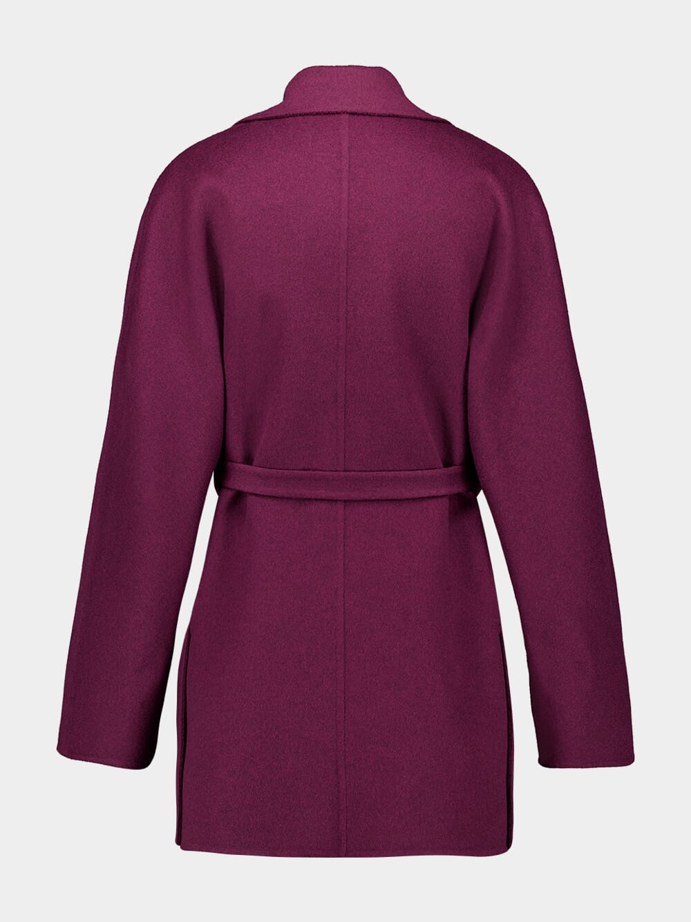 Plum Wool-Cashmere Belted Trench Coat