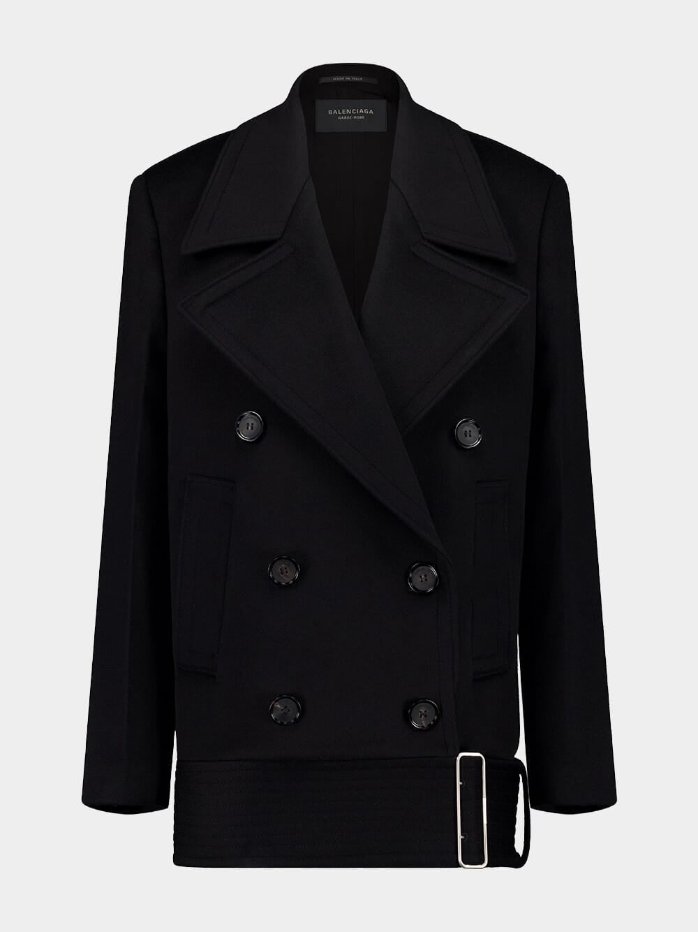 Black Wool Cashmere Peacoat