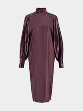 Ferragamo Burgundy Satin High Neck Dress