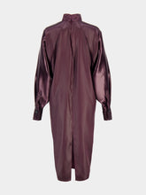 Ferragamo Burgundy Satin High Neck Dress