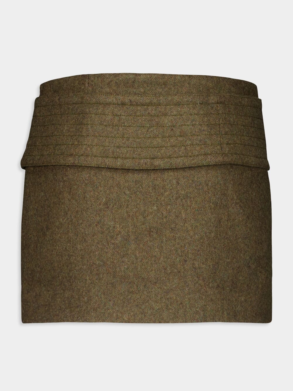 Olive Wool Flannel Mini Skirt