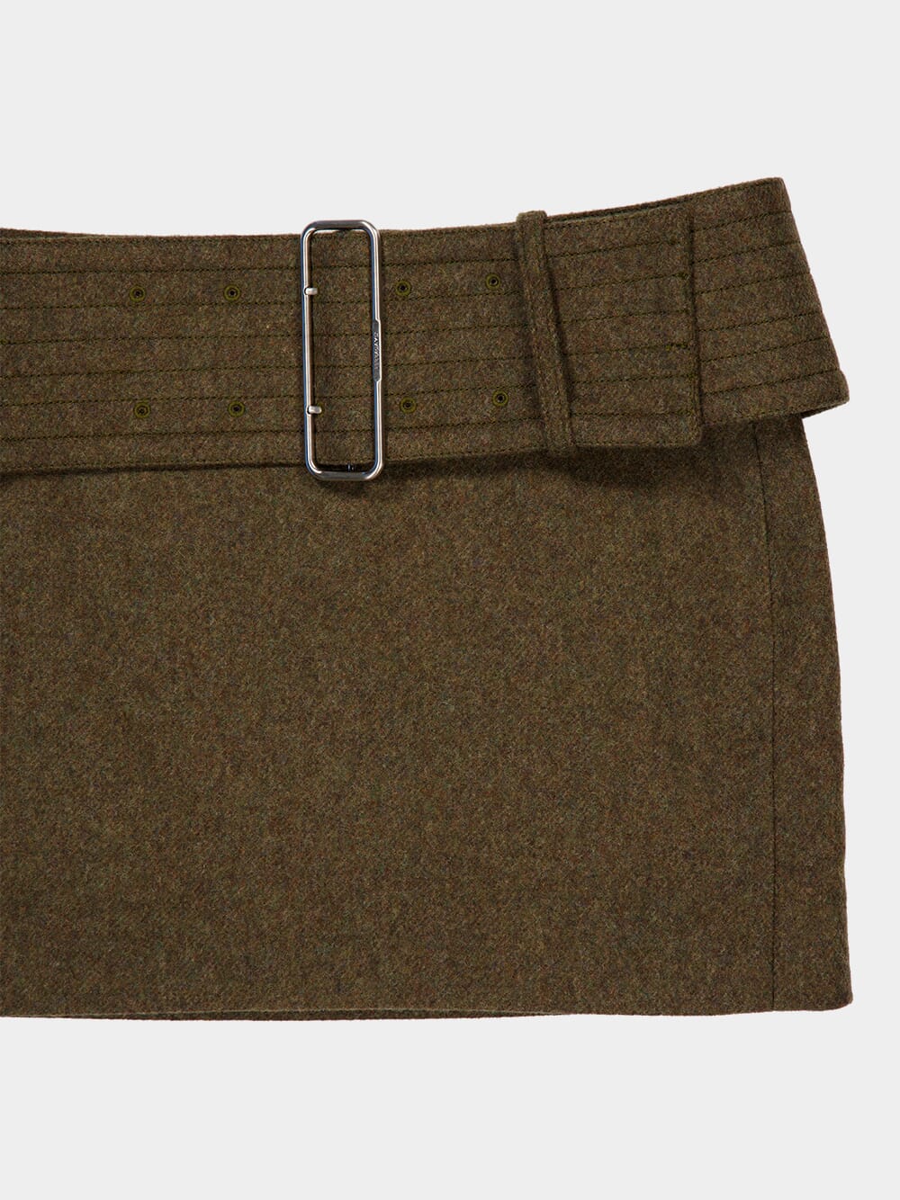 Olive Wool Flannel Mini Skirt