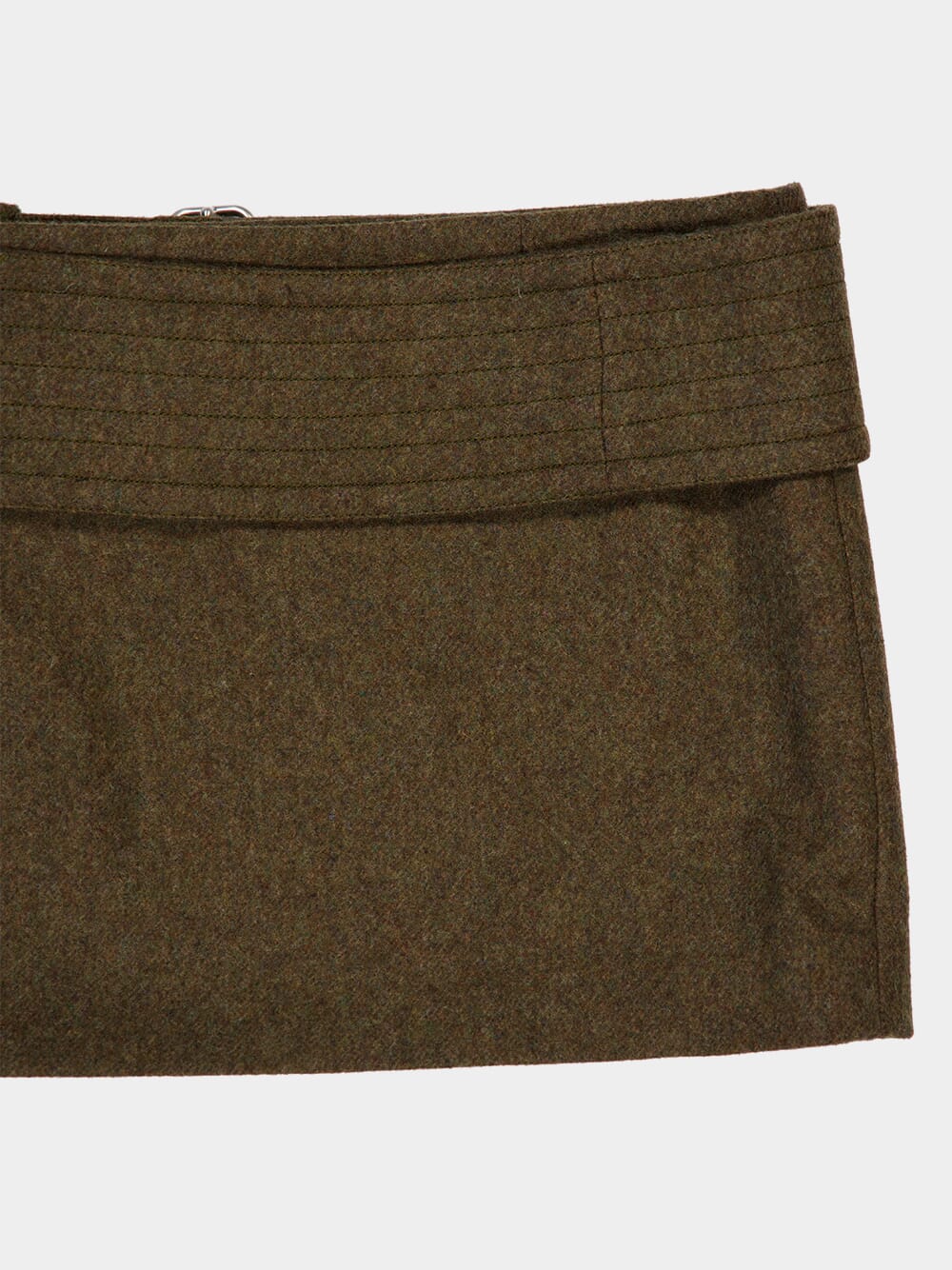 Olive Wool Flannel Mini Skirt