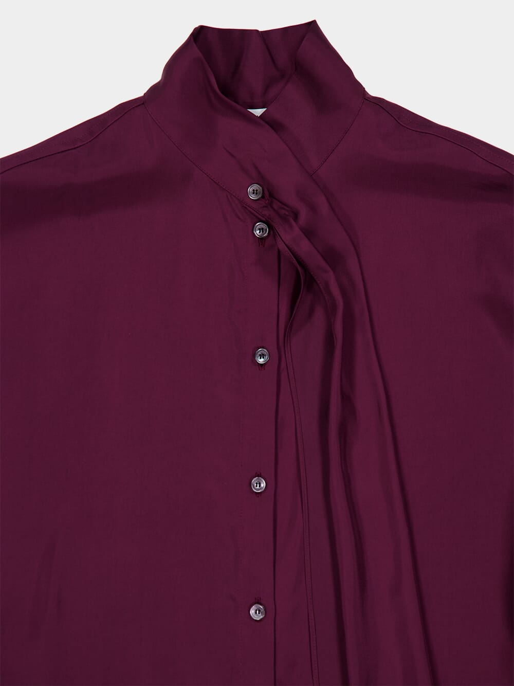 Oxblood Viscose Twill Long-Sleeve Shirt