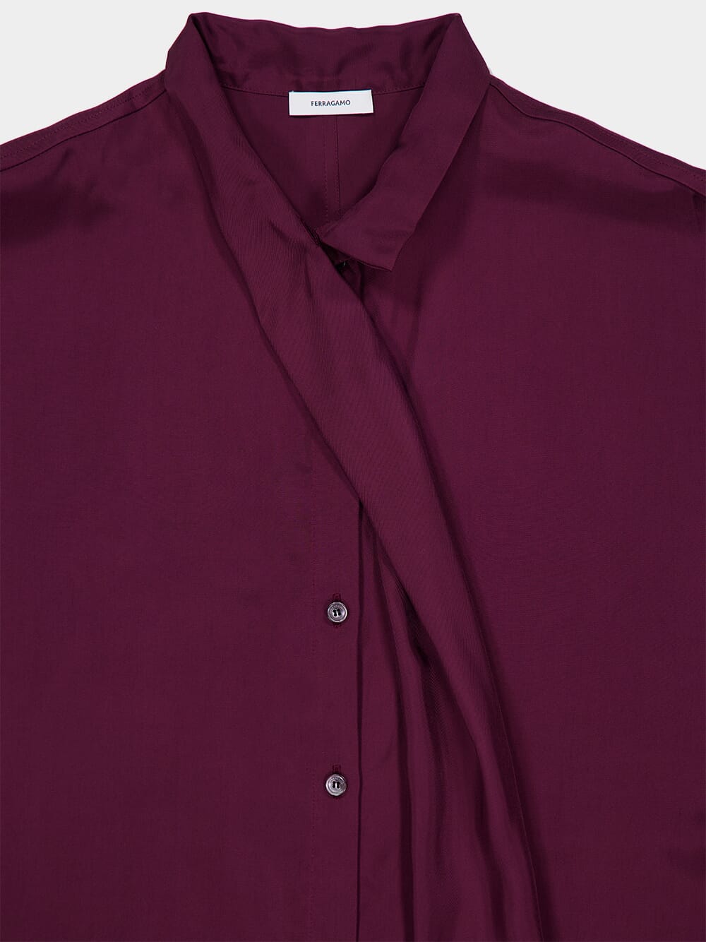 Oxblood Viscose Twill Long-Sleeve Shirt