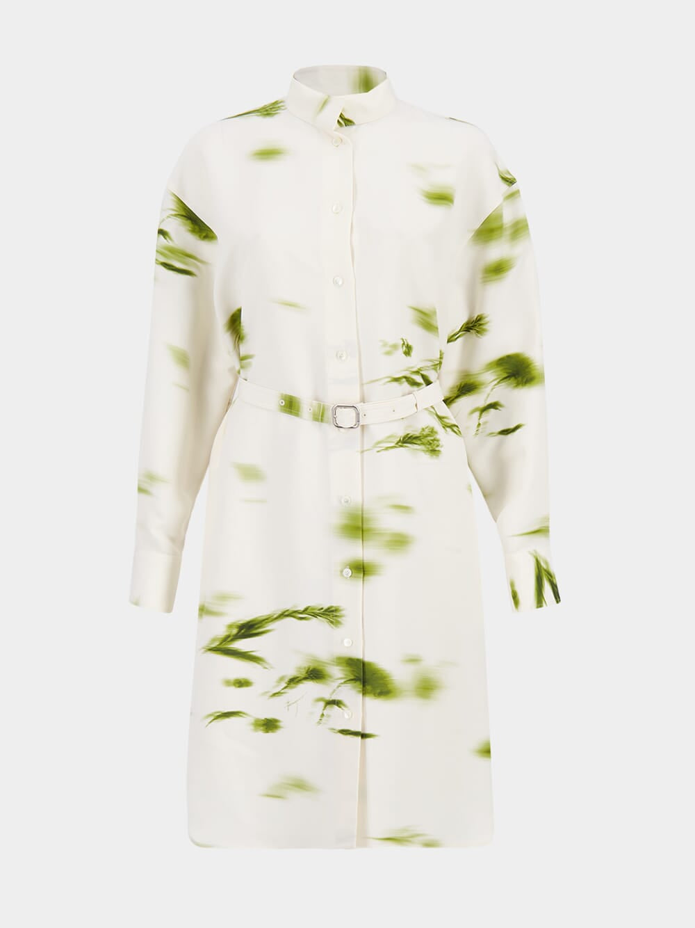 White Blossom Print Shirt Dress