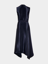 Ferragamo Navy Asymmetric Draped Dress