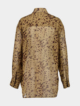 Ferragamo Camel and Plum Silk Georgette Orchid Print Shirt