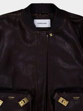 Ferragamo Espresso Leather Bomber Jacket