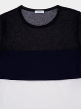 Ferragamo Navy and White Wool-Blend Round Neck T-Shirt