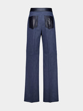 Ferragamo Blue High-Waisted Wide-Leg Denim Trousers