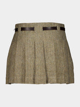 Ferragamo Beige Linen Mini Skirt with Gancini Belt
