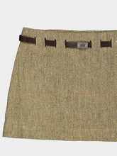 Ferragamo Beige Linen Mini Skirt with Gancini Belt