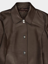 Ferragamo Espresso Boxy Nubuck Leather Jacket
